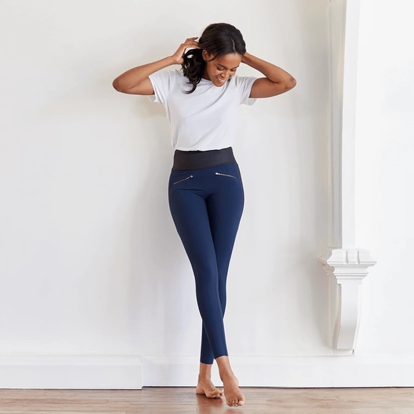 ADAY Throw It Higher Leggings High Rise Pants Navy Blue Black S Small - Picture 1 of 9